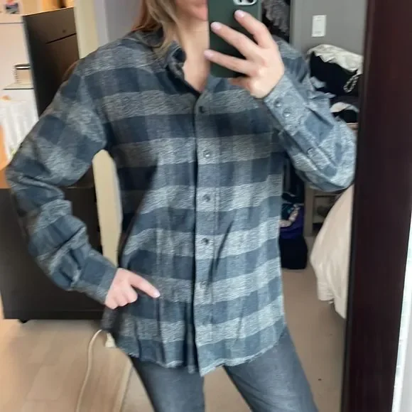 Iro Grey and Blue Plaid Shirt, Size S - Picture 3 of 7